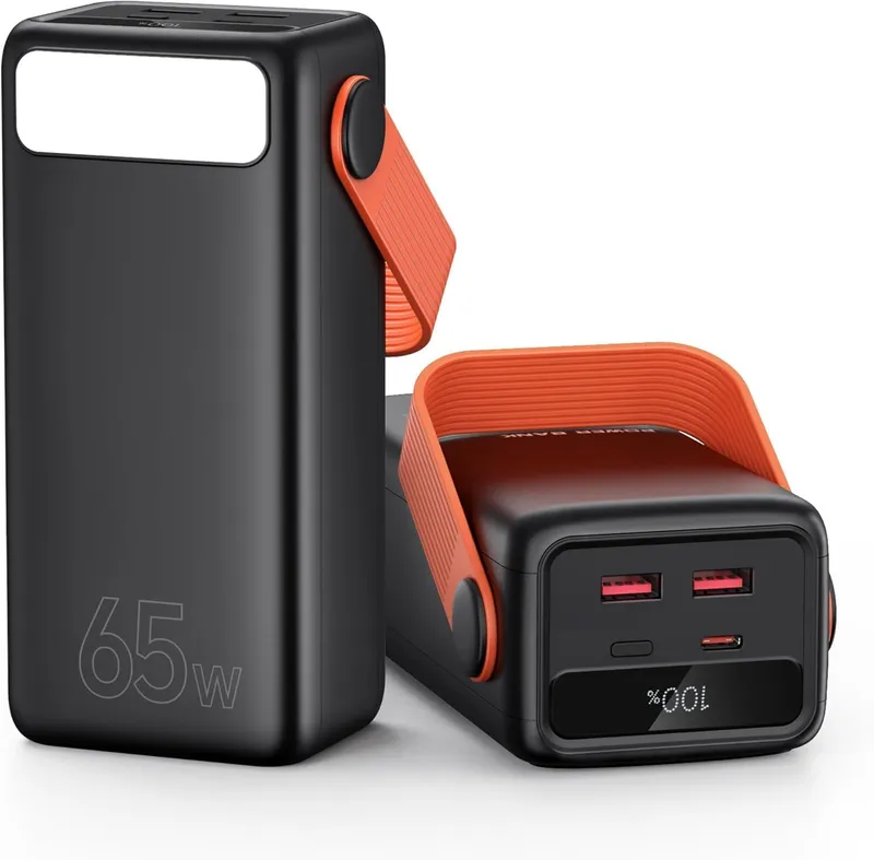 Bextoo Batterie externe 60 000 mAh 65 W pour ordinateur portable – Noir / poignée orange
