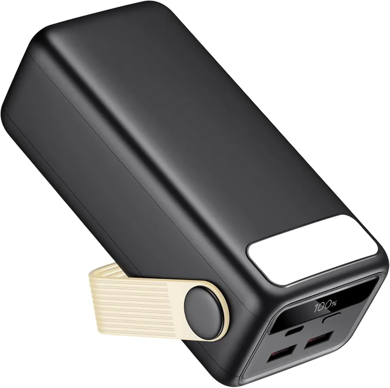 Bextoo Powerbank 60.000 mAh 22,5 W – Schwarz / sandfarbener Griff